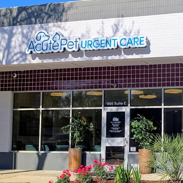 AcutePet Urgent Care Mt. Pleasant Exterior of Building showing front door & landscaping